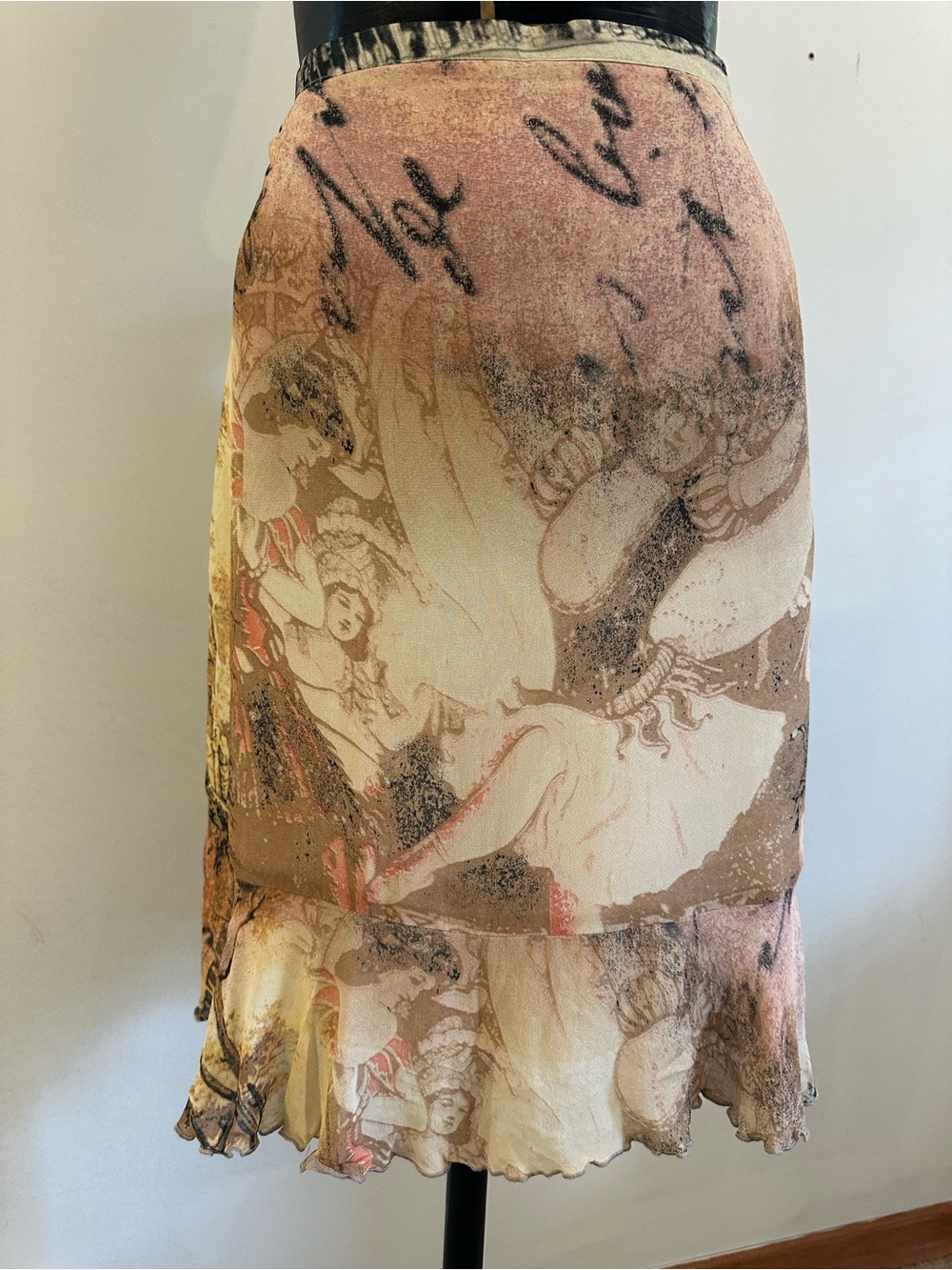 Y2K Pink and Cream Midi Skirt